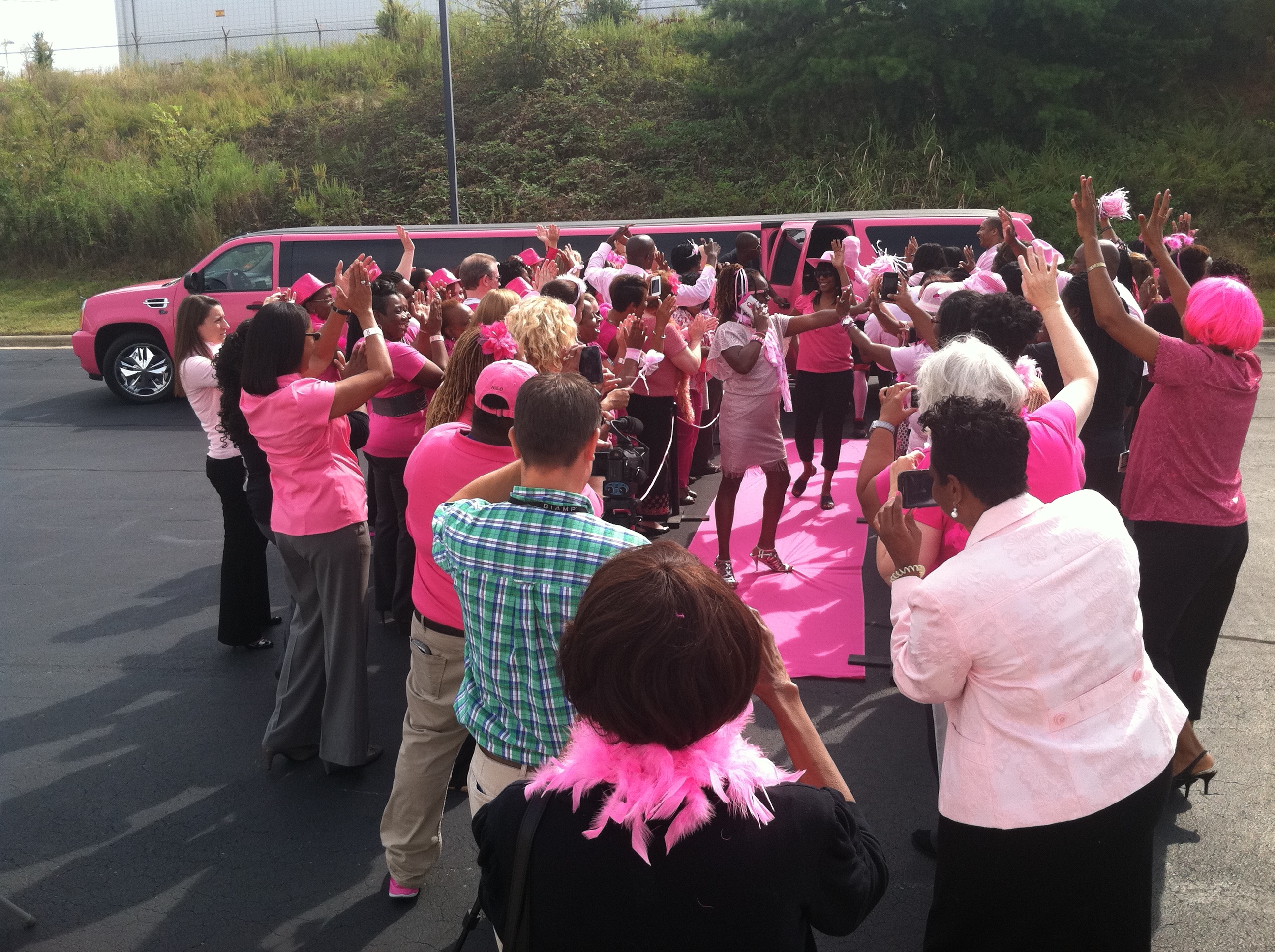 Our Pink Limo participating in a Charlotte NC Breast Cancer Awareness celebration in October